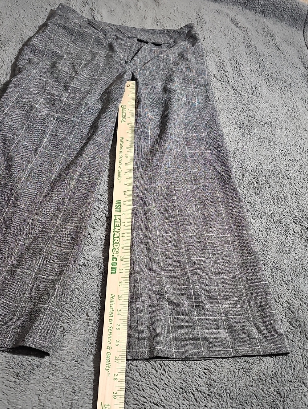 Ann Taylor 98% Wool Gray Plaid Glen Check Wide Leg Tailored Trousers Pants 10 - Picture 8 of 11
